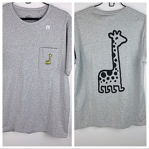 JASON POLAN x UNIQLO /'2 Giraffes/' Embroidered Pocket Men/'s Art T-Shirt M Blk NWT